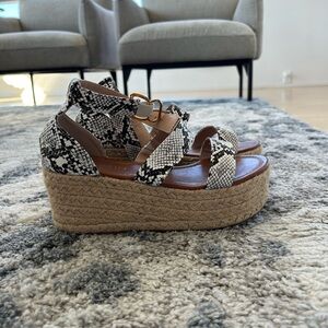 Snake skin platform sandals